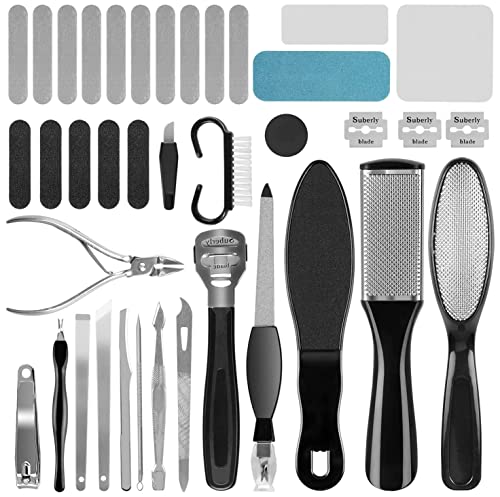 Professional Pedicure Kit, Rosmax 30 in 1 Pedicure Tools Stainless Steel Washable Foot Care Kit Dead Skin Remover Foot Set for Travel