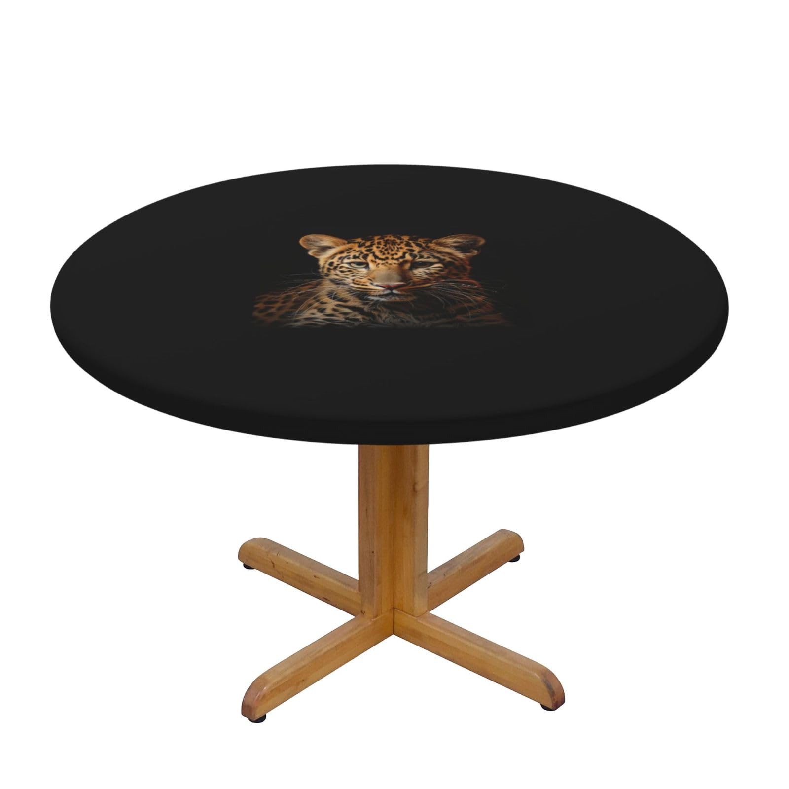 Nappe ronde imprimée léopard idéale pour une fête de mariage chic