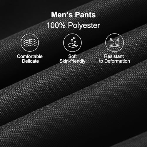 YUCENFU Men's Slim Fit Flat Front Dress Pant Expandable Waist Fashion Colored Tapered Slacks3