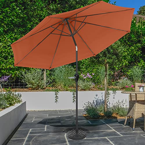 Pure Garden 50-Lg1053B Patio Umbrella With Auto Tilt – 10 Ft Easy Crank Sun Shade With 19Lb Weighted Base For Deck, Outdoor Furniture Or Pool (Terracotta), Orange #TOP6