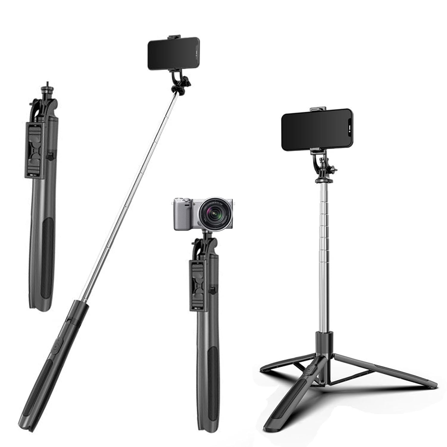 HOLD UP Selfie Stick Tripod with Remote 62inch Extendable mobile selfie stick with tripod stand for Camera Portable Tripod for iPhone and Android Phone Selfie Vlogging, Video Recording, Live Streaming (B0B6HLVVMM) Amazon Price History, Amazon Price Tracker
