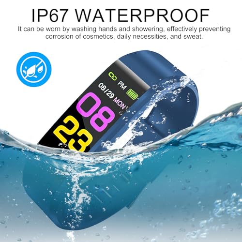 Fitness Tracker Activity Tracker with Heart Rate Sleep Monitor Smart Watch with Step Calories Counter Stopwatch Pedometer Blood Oxygen IP67 Waterproof with 14 Sports Mode for Kids Women Men Blue - Image 7