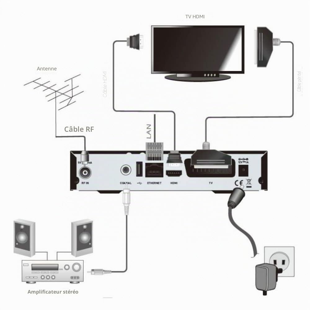 DiProgress DPT220HD décodeur numérique terrestre DVB-T2 Double Tuner, Noir