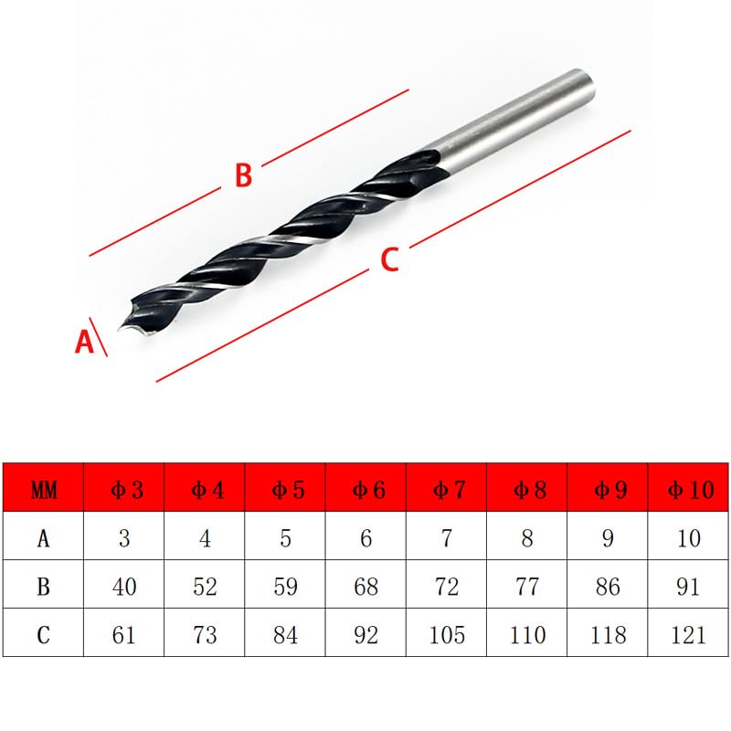 3pcs Three-Point Woodworking Drill Bit Perforating Support Drill Electric Drill Rotary Head Wood Plank Hole Twist Drill Bits Set(5mm)