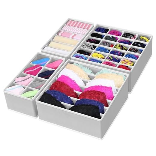 Simple Houseware Closet Underwear Organizer Drawer Divider 4 Set, Gray
