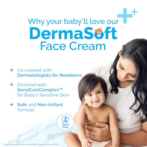 Image of Mamaearth Baby DermaSoft Face Cream with SensiCareComplex for Baby's Sensitive Skin - 80gms | Co-created with Dermatologists for Newborns | Enriched with SensiCareComplexTM for Baby's Sensitive Skin | Safe and Non-irritant formula*