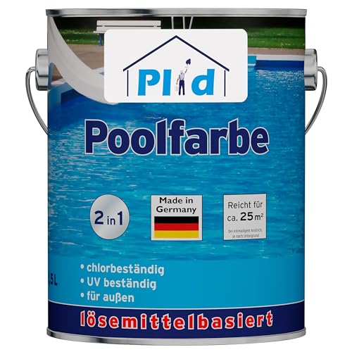 Plid® Beton Poolfarbe Poolblau seidenglänzend 2,5l - Schwimmbeckenfarbe...