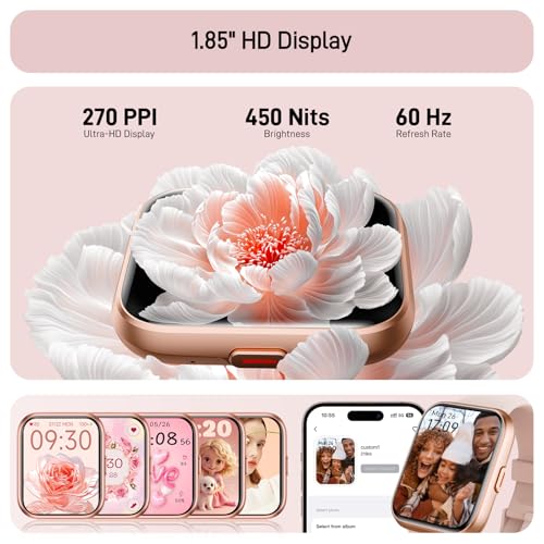 Image of Tensky Smart Watch for Women Android & iPhone, Alexa Built-in, 1.8 inch Touch Screen Fitness Tracker with Answer /Make Calls, 3ATM Waterproof Heart Rate /Sleep /SpO2 Monitor, Pedometer, 100+ Sport Modes