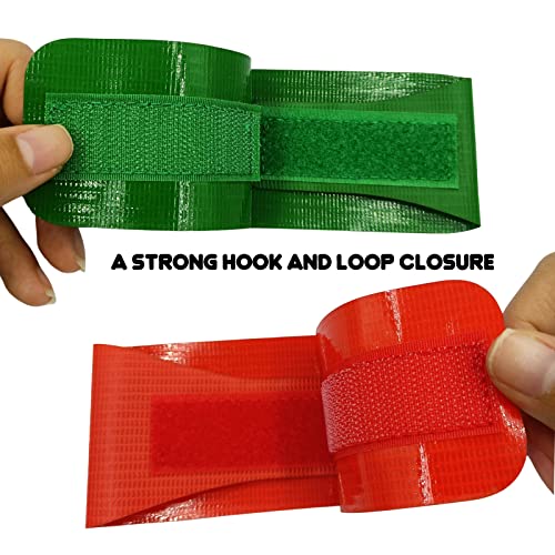 COKSDUPID Wrestling Ankle Bands, 2 Pairs Red and Green Wrestling Tournament Bands, 13" x 2.4" Soft Vinyl Hook Loop Scoring Bands for Wrestlers Coach Referee - Thumbnail 4