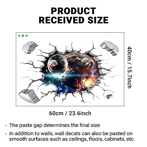 Blue Universe Galaxy Home Kitchen Wall Decor Removable Outer Space Planet Wall Stickers For Kids 3D Cosmic Planet Art Wall Murals For Teen Gilrs Bedroom Nursery Birthday Party Decor #TOP3