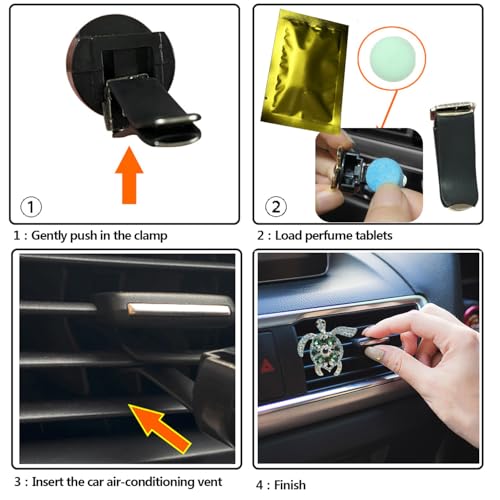 Image of Car Air Freshener Women Car Vent Clips Decorations 2 PCS Cute Sea Turtles Car Interior Accessories Car Vent Diffuser (Diamond Green Turtle, 2 inch)