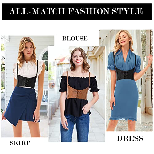 Scarlet Darkness Women Fashion Cincher Belt Corset Elastic Faux Leather Wide Waist Belt Brown S #TOP4