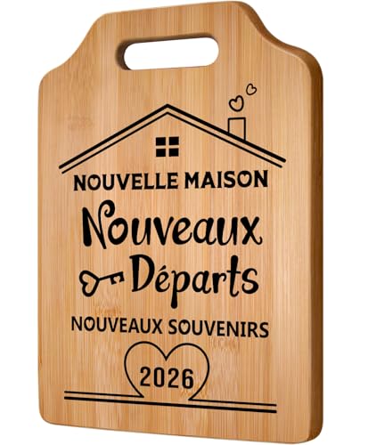 Gleevara Cadeau Crémaillère, Planche à Découper en Bambou Artisanale Unique, Idée Cadeau...