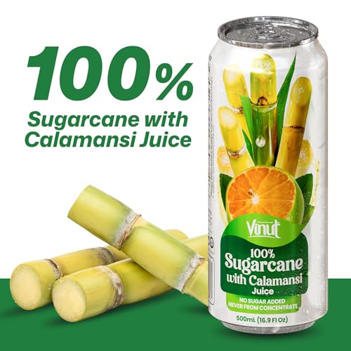 Image of VINUT 100% Sugarcane with Calamansi Juice, No Added Sugar, Not From Concentrate, 16.9 fl oz (500 mL) Can, Pack of 6