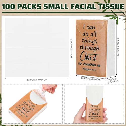 Image of Ctosree 50 Pack Christian Pocket Tissues Bible Verse Travel Packs Bulk 500 Sheet Small Tissues Pocket Packs 3 Ply Mini Travel Size Individual Religious Party Favor
