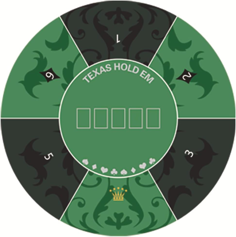 Tabletop Game Felt Mat Round Poker 1.2 X 1.2 M, Texas Hold'em Round Poker Table Top, 6 Player Poker Games, Blackjack, Casino