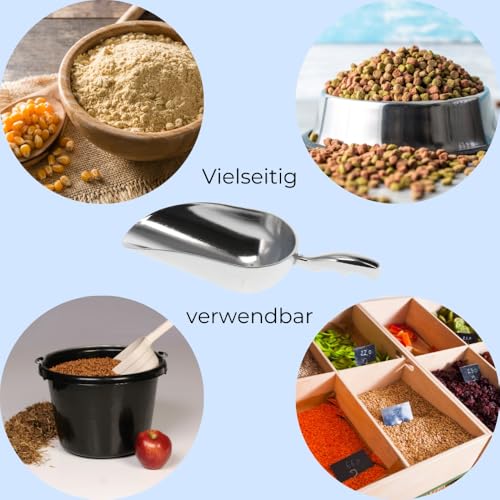 2er Set Futterschaufel Aluminium 1200 ml Mehlschaufel Eisschaufel Abwiegeschaufel Sackschaufel Getreideschaufel Schaufel Metall