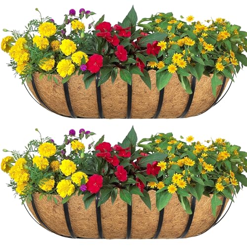 SMYAXUNW 2pack 24-inch Window Sill Window Railing Planters with Cocoa