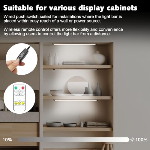 Image of Under Cabinet Lights Plug in Led Light Strip 12 Inch 15W Dimmable Timing Under Counter Lights for Kitchen, Workbench, Desk Male and Female Connection 3 Pack