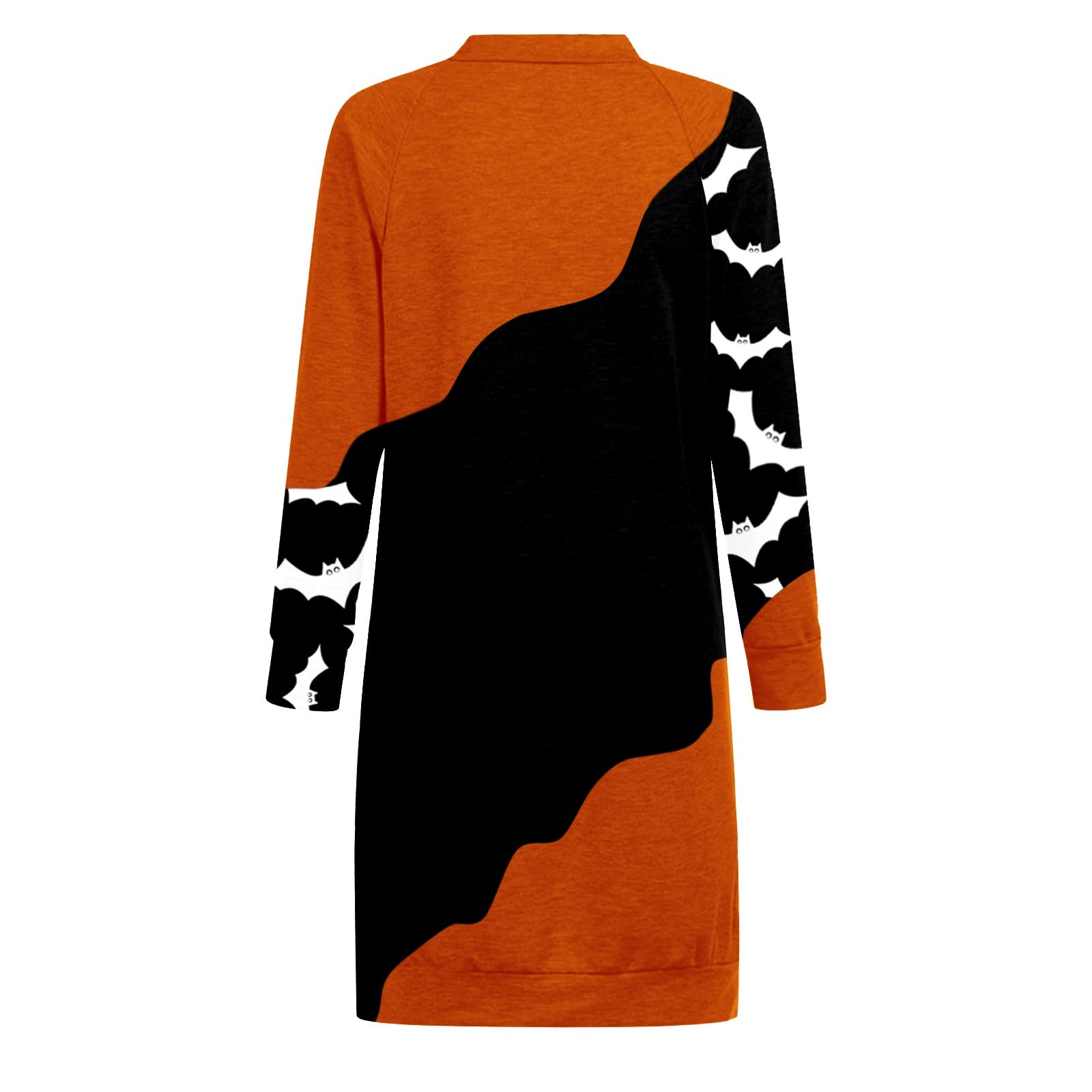 Robe pour Femmes Halloween Impression Sweat Robe épaules dénudées à Bretelles Manches Longues Ample et décontractée Couleur Assortie - Robe Grande