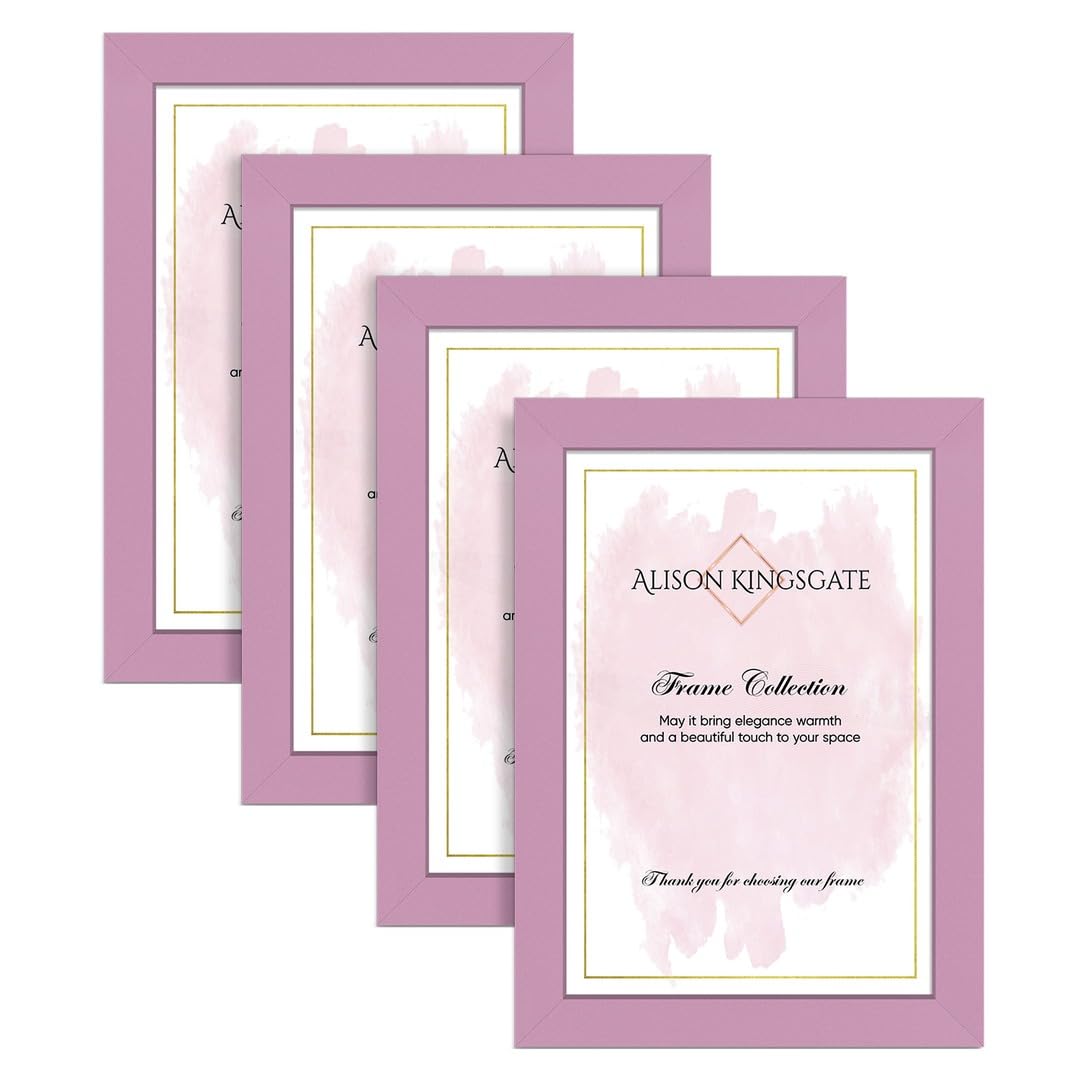 Alison Kingsgate Modern 16X9 PINK Photo Frame Pack of 4-Engineered Wood Picture Frames with Shatterproof Perspex - Ideal for Artwork-Wall Mount or Tabletop - Multiple Sizes & Colours Available — image 1