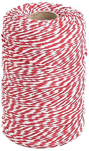 Amazon.co.jp: Tenn Well 赤白綿紐, 200m 3本撚り 丈夫コットン紐 手芸