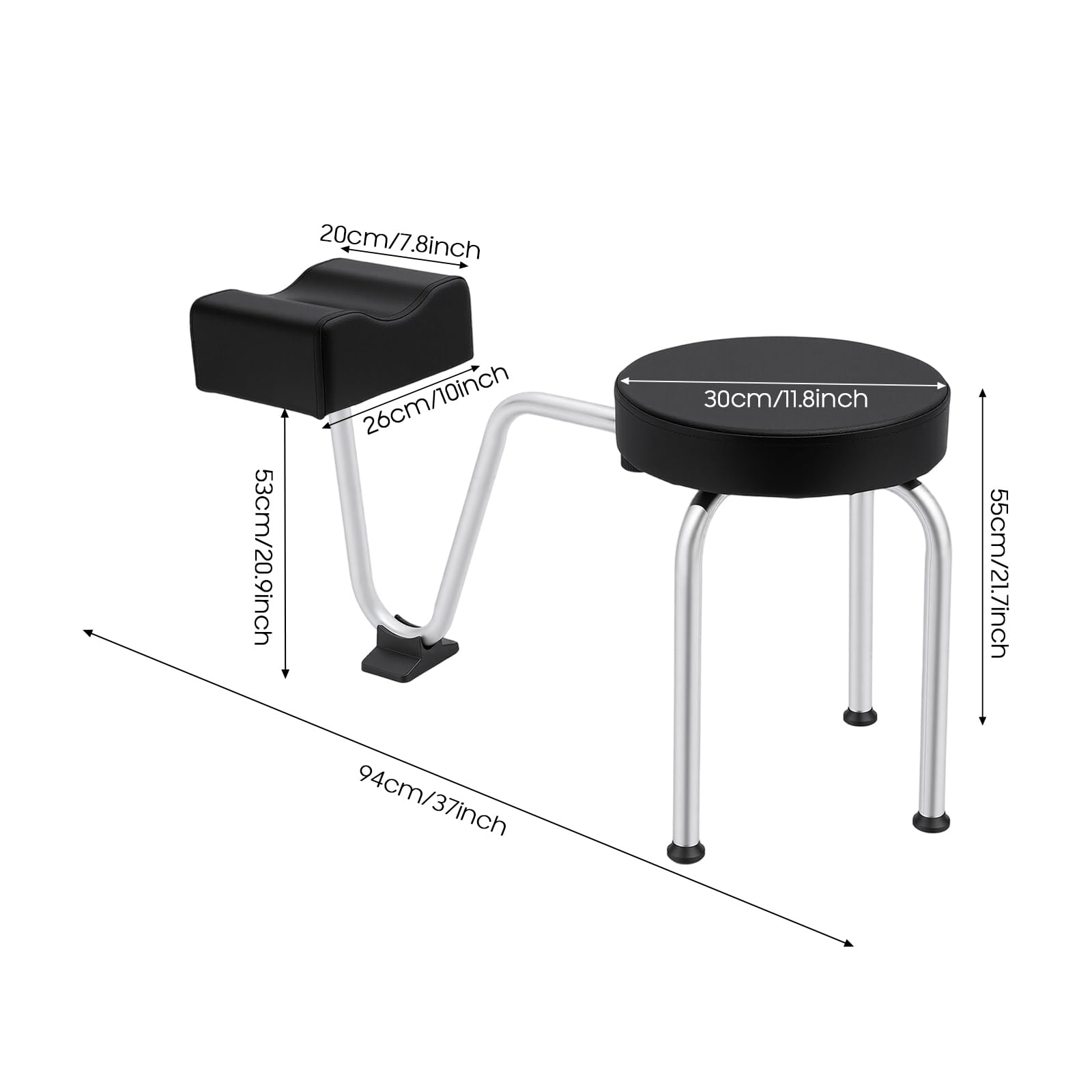 Sgabello pedicure Poggiapiedi Sgabello Salotto Supporto Gambe Regolabile Ferro PVC Seduta Altezza 0-20cm Distanza 0-5cm Base antiscivolo Carico 10kg Uso Salone Spa Tatuaggio Manicure Pedicure Casa