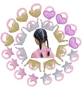Petunny Baby Girls Hair Bows Tie,24Pcs Glitter Cute Hair Ties for Girls Elastic Rubber Bands Love...