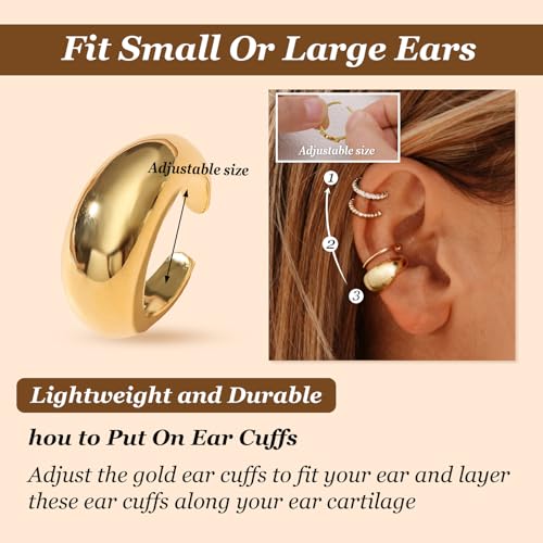 Image of Ear Cuffs Non Piercing Chunky Ear Cuff Earrings for Women Non Tarnish Clip on Cartilage Earrings Trendy Jewelry No Pierced Ears Fake Earring Set Fashion Accessories Jewelry Birthday Gifts