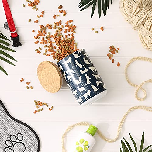 Bone Dry Ceramic Pet Silhouette Collection, Treat Canister, 4X6.5, Navy, Cat's Meow #TOP2