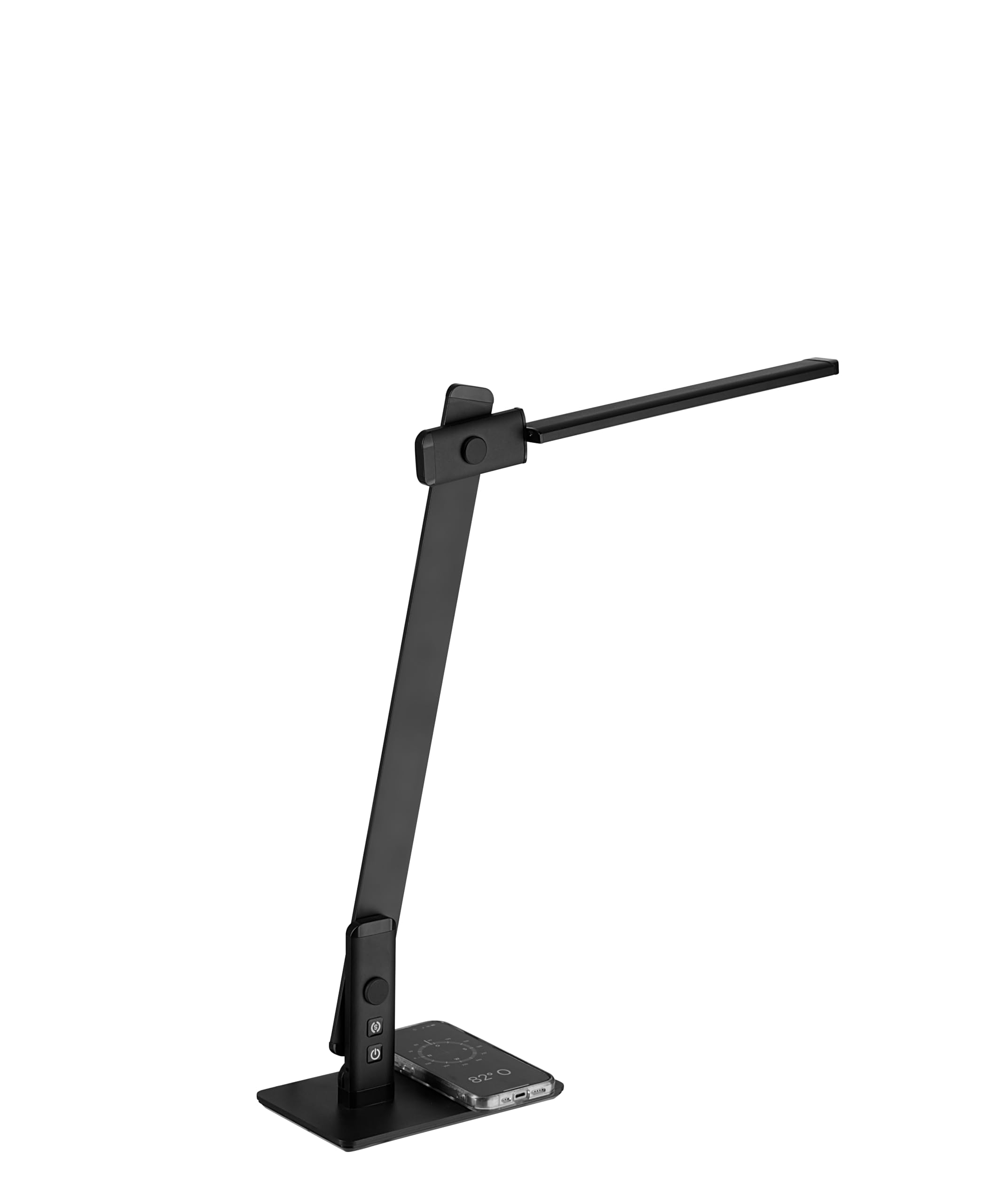 ALCO-Albert - lampa biurkowa LED z funkcją ładowania, czarna | Lampa stołowa z regulacją jasności, 3 stopniami jasności, złączem USB i funkcją indukcyjnego ładowania smartfonów