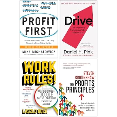 Profit First, Drive Daniel H Pink, Work Rules! & The Profits Principles 4 Books Collection Set