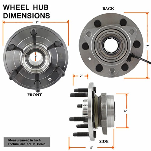 AKKON - for Chevy GMC Cadillac SUV Pickup Truck 4WD 515096 Pair of 6-Bolt Front Wheel Hub and Bearing Assembly W/ABS