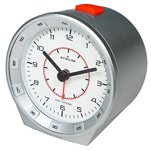 Atrium Radiosveglia analogica al quarzo senza ticchettio con illuminazione, luce notturna e snooze argento A960-19