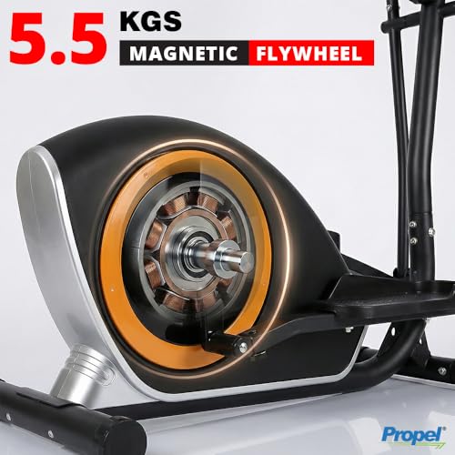 Image of Propel HX 111 Silent Magnetic Elliptical Cross Trainer for Home | Advanced 3-Piece Crank System | 8-Level Resistance | Adjustable Anti-Slip Pedals | Pulse Sensors | 100 Kg Capacity