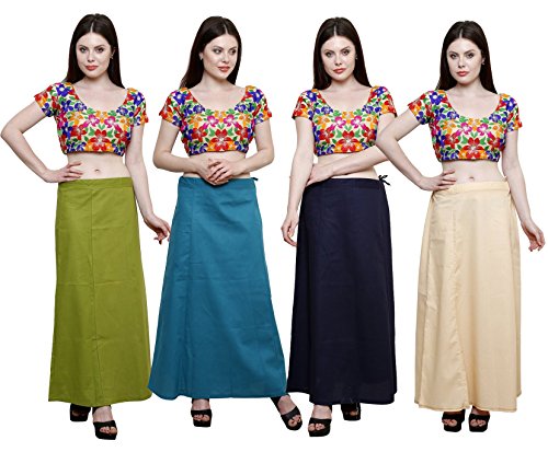Image of Pistaa's combo of Women's Cotton Best Plain Solid Indian Readymade Inskirt Saree petticoats