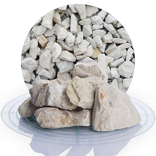 Schicker Mineral Kalk Gabionensteine beige 25 kg, Bruchsteine, farbechtes Naturprodukt, Steine als Füllmaterial für Gabionen, Gartendeko, Gabionenzäune, Gabionensäulen (32-60 mm)