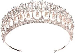 Princess Pearl Austrian Crystal Rhinestone Hair Tiara Crown Wedding Prom Bridal Birthday Party T11895