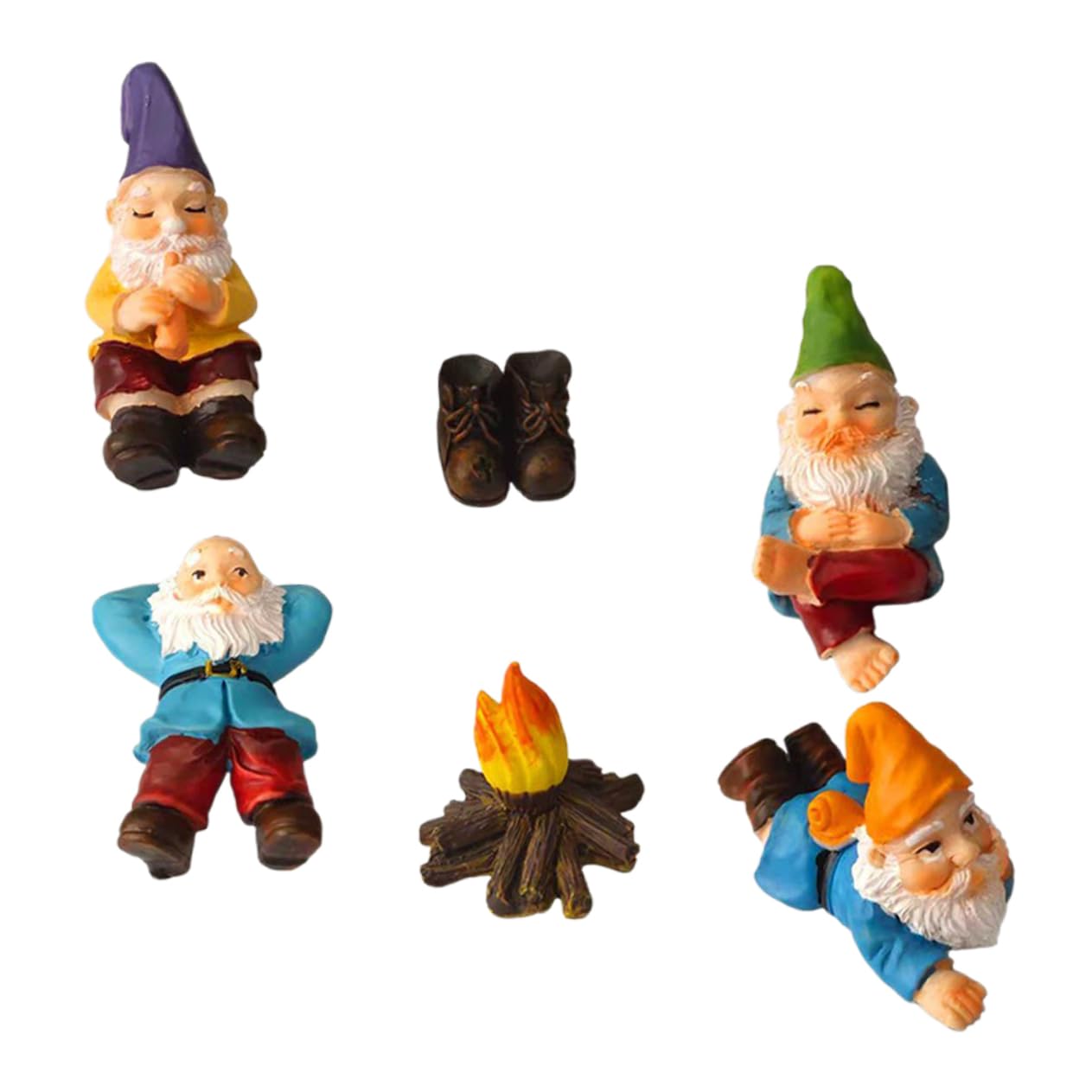 Muiltvoe 6 Pieces Gnome Ornaments Resin Miniature Gnome Figurines Lawn Decorative Garden Gnomes Micro Gnome Statues Adorable Gnome Craft For Yard Dec