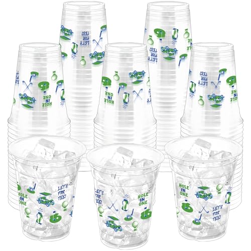 ZCPTZ 100Pcs Masters Golf Ball Plastic Party Cups 12oz Blue Green Golf Disposable Clear Cups for Home Sports Party Decorations Themed Birthday Holiday Gatherings Favors