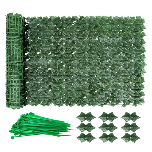 SUNJULY Artificial Ivy Privacy Fence Screen, Expandable Artificial Hedges Fence and Faux Ivy, Garden Privacy Screening Wall Panel Vine Leaf Decoration, UV Resistant (1M*3M)