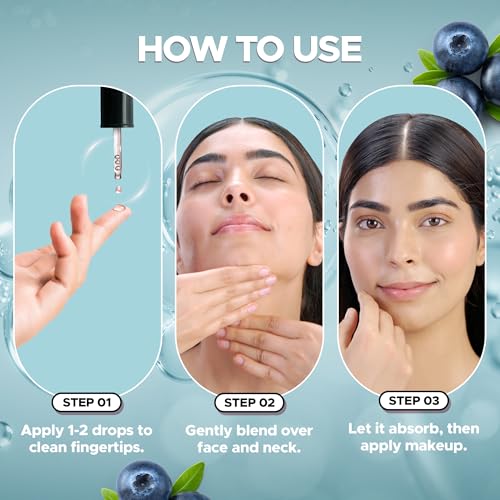 Image of Hilary Rhoda Smooth Blur Primer Serum for face | Pore Minimizer | Niacinamide Infused | Hydrating Makeup Primer | Smooth & Glowing Skin | (Blueberry Shade 02) - 30ml