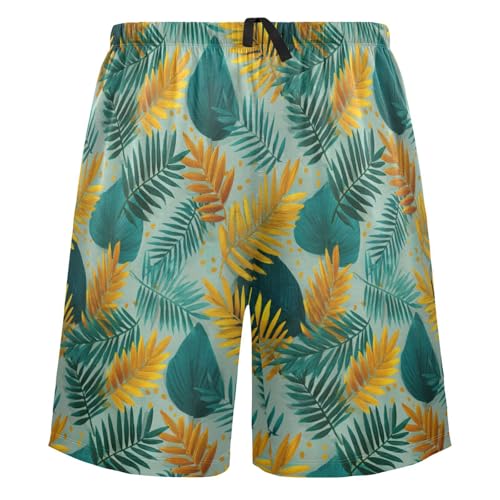Men's Pajama Shorts Palm Leaves Print Sleep Shorts for Men Pj Bottom Lounge Pants with Pockets2