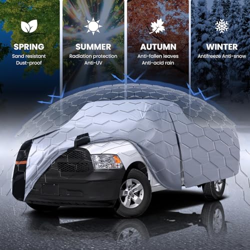 Image of Multi-Layer Dodge Ram 1500 Truck Cover, Custom fit Ram 1500 2009-2026 Crew Cab Short Bed(5.75') Car Cover Waterproof All Weather, Full Exterior Cover Rain Wind Dust and UV Protection with Door Zipper