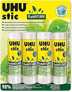 UHU Stic ReNATURE 4 x 40g Eco Friendly Solvent Glue Stick in a Renewable Resource Packaging