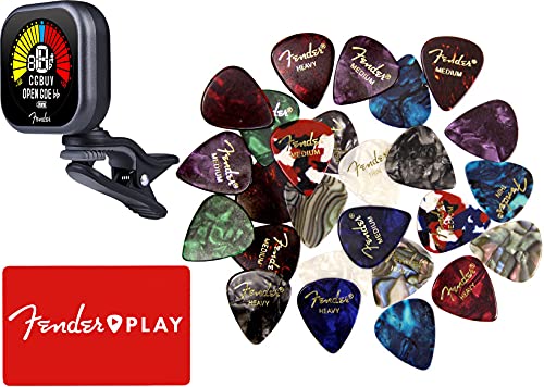 Fender Flash Lite Clip-On Tuner Bundle With Fender Pick Sampler And Fender Play Online Lessons #TOP5