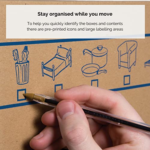 5 BANKERS BOX EXTRA LARGE Strong Moving Boxes, 100L SmoothMove Cardboard Packing Moving Boxes, Heavy Duty Double Wall Boxes for Moving House with Handles, 70cm x 44cm x 33cm (Pack of 5), Brown