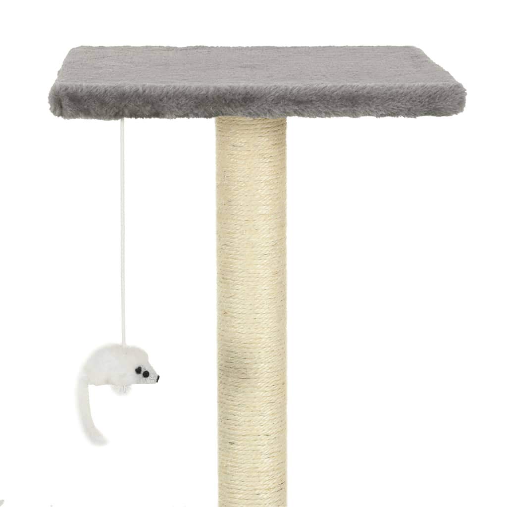 Rascador para gatos de sisal, 95 cm, gris, con juguete, plataforma, cueva, superficie de descanso, muebles para escalada, rascar, dormir y jugar en el apartamento, balcón, habitación, esquina