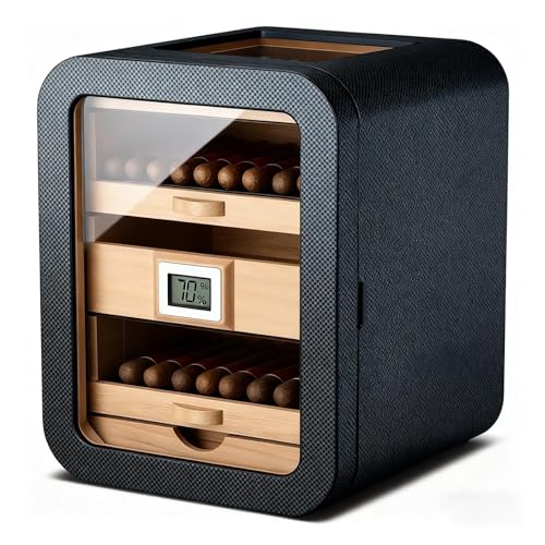 DARBCGH Humidor de Puros electrónico: 110 Puros, Forrado en Cedro, diseño Hueco en Capas(C,Withskylight)