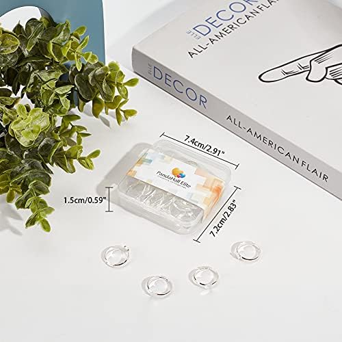 PandaHall 40pcs Adjustable Blank Rings, Silver Rings Base Pad Brass Finger Ring Settings Components with 6mm Round Pad for Jewellery Ring Cabochon Making Valentine Wedding Gift